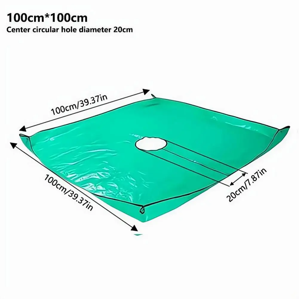 100x100cm Waterproof PE Garden Leaf Collecting Mat Foldable Tree Debris Tarp With 4 Corner Buckles Reusable For Fruit Picking