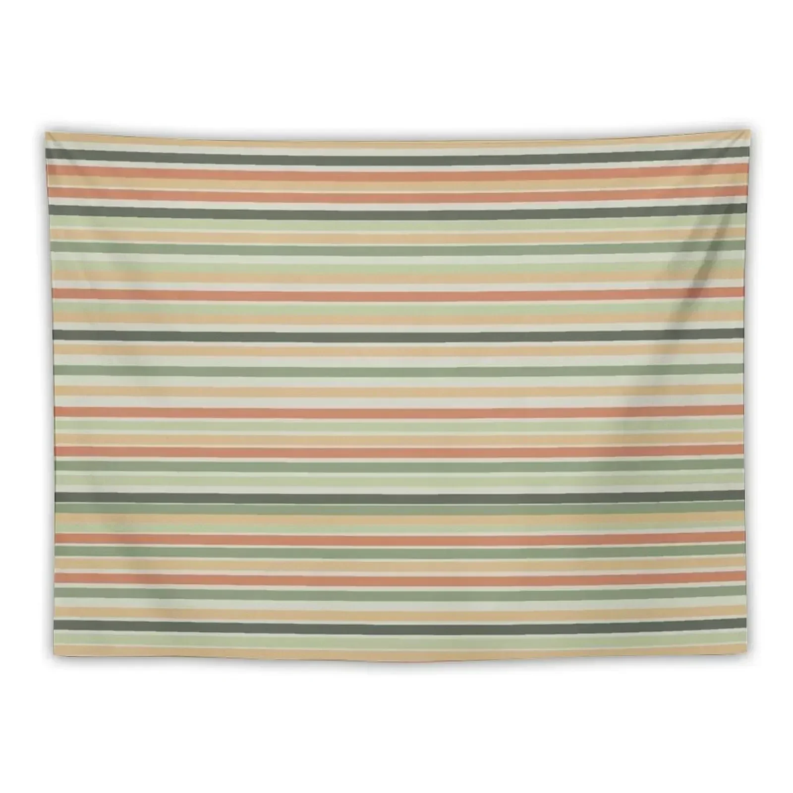 

Fine Stripes Soothing Pastel Pattern in Sage Green and Coral Clay Tapestry Funny Bedrooms Decor Tapestry