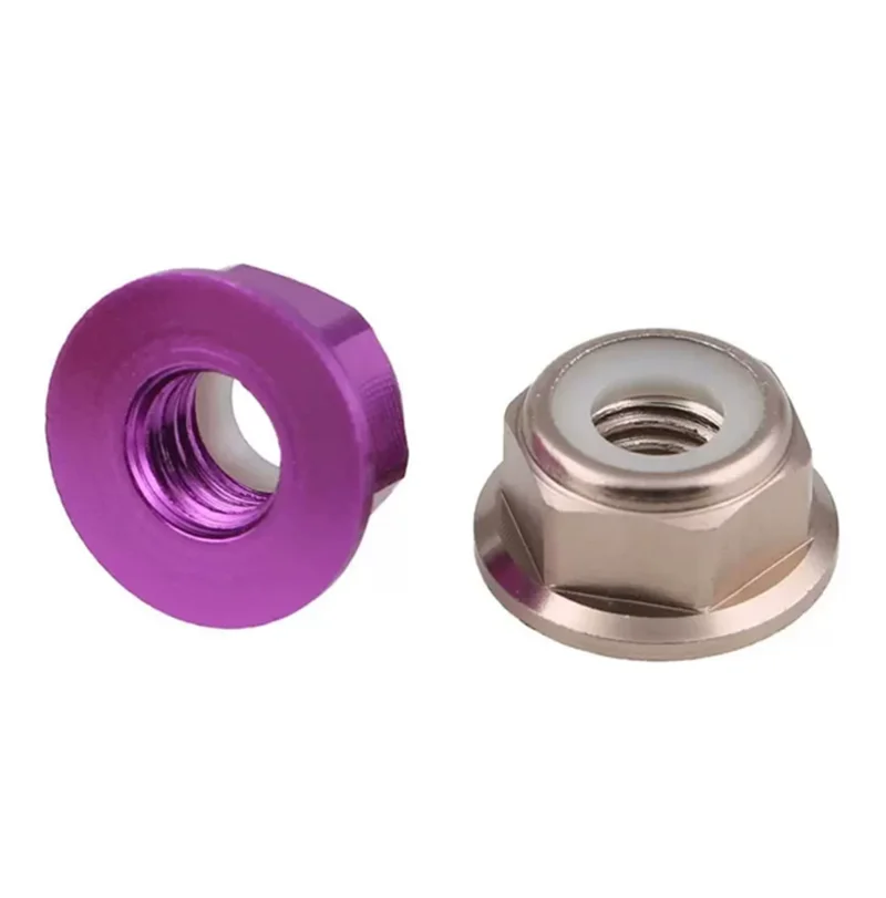 Anodized Aluminum Alloy Flange Lock Nut M2-M8 Nylon Self Lock Nuts Moto Accessories For Scooter Motorcycle Frame Modify Parts