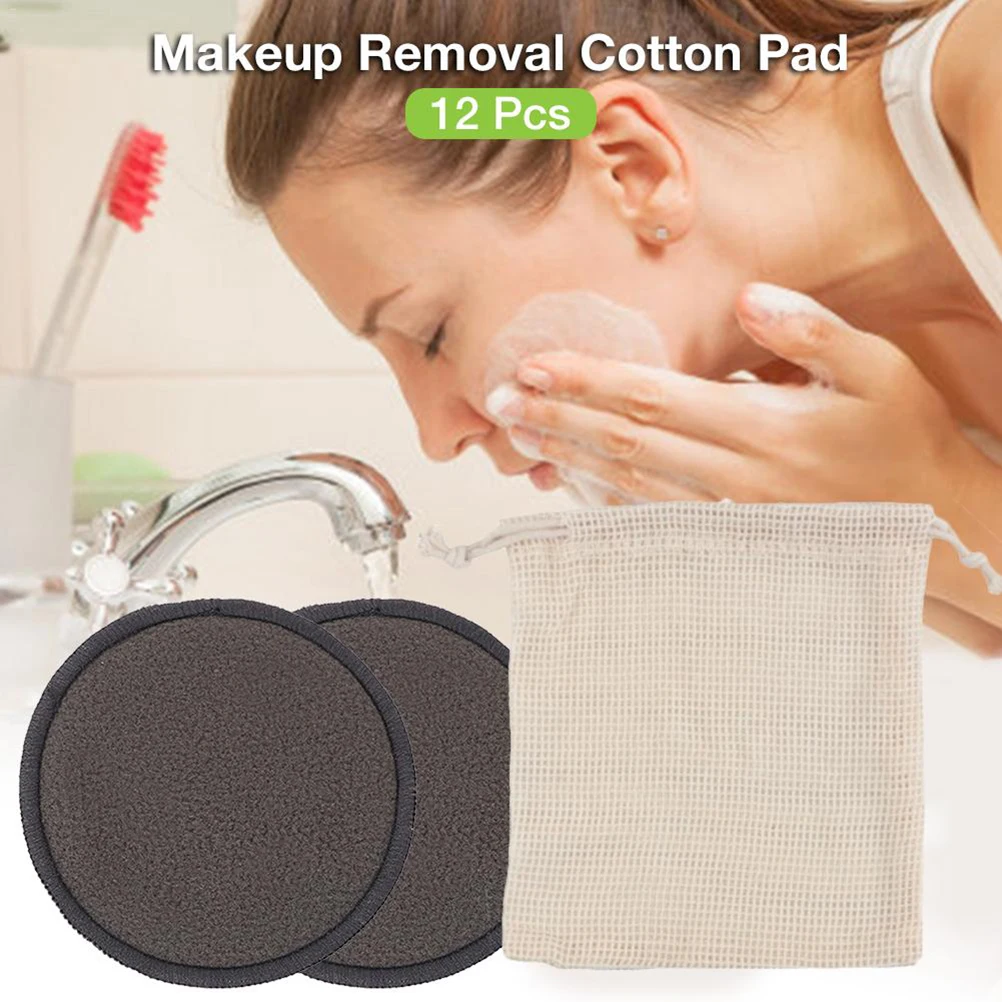 

12Pcs Makeup Remover Pads Bamboo Fiber Reusable Face Wash Pads for Waterproof Makeup Removal Suitable for All Skin Types Eye