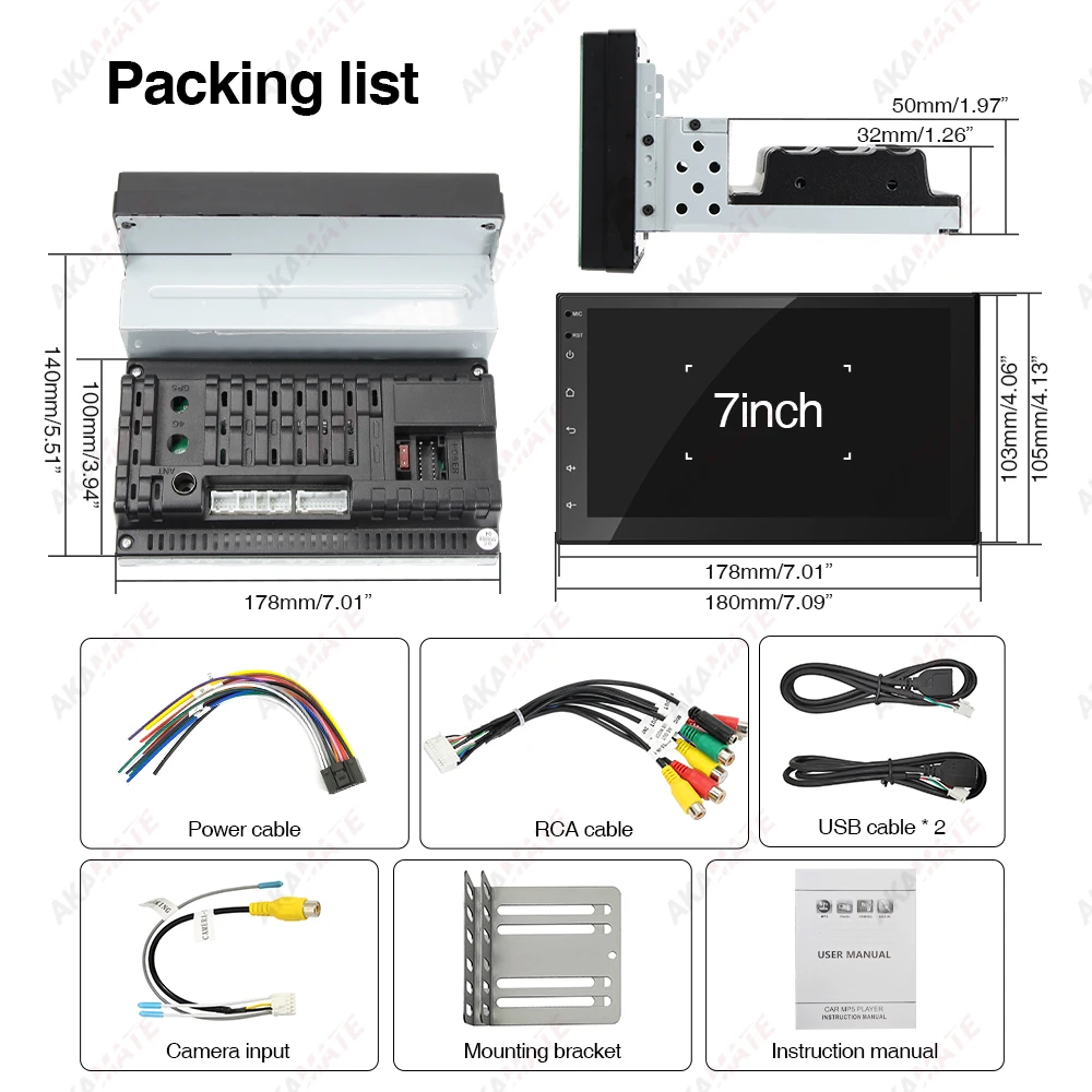 7 بوصة MP5 راديو السيارة السلكية CarPlay أندرويد السيارات بلوتوث IPS EQ FM USB ميرورلينك شاشة تعمل باللمس 1Din ستيريو مشغل وسائط متعددة #6