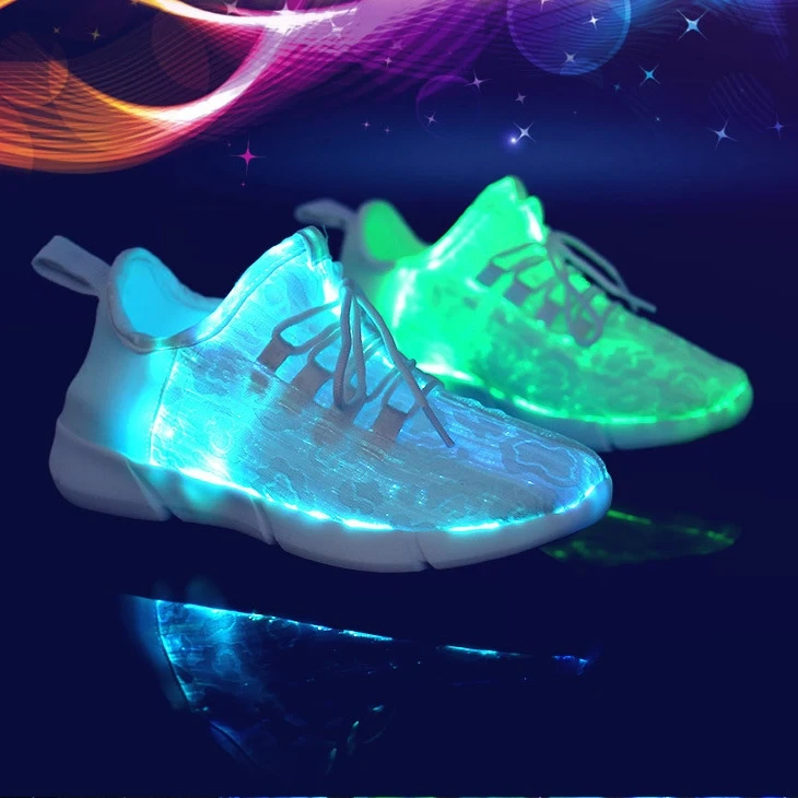 Fiber LED Shoes Light up Flashing -7 Monochrome LED Shoes Halloween Adult Boys Girls Women Children USB charging