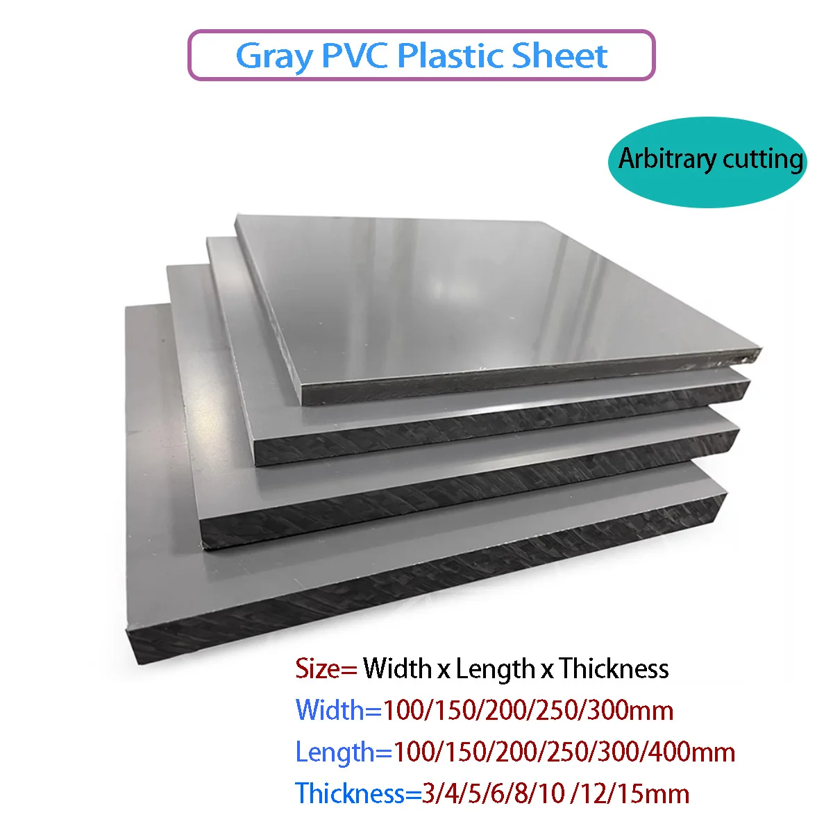 

Thickness=3/4/5/6/8/10 /12/15mm Industrial Grade PVC Hard Board - Acid/Alkali Resistant Plastic Sheet, Gray Color Available