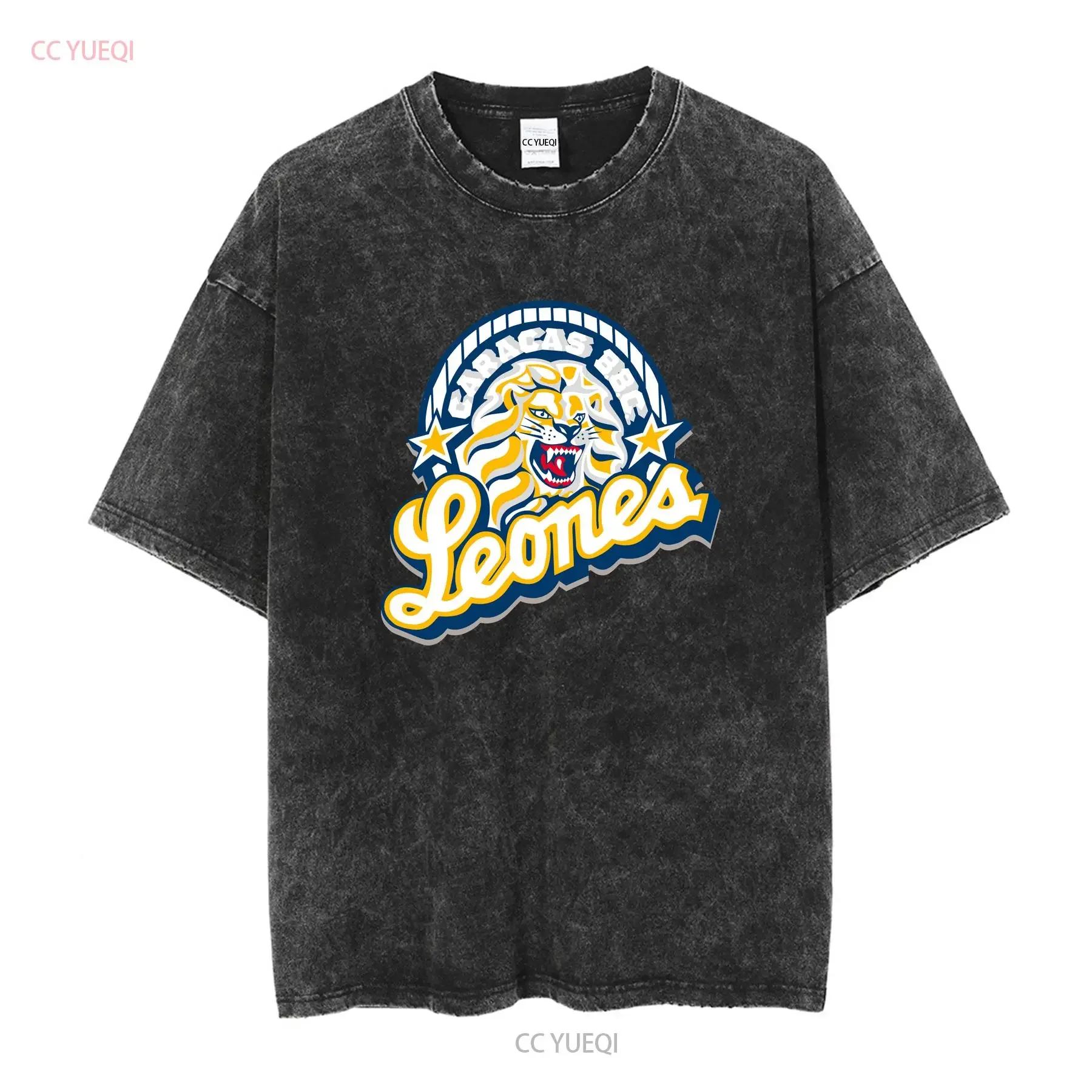 تي شيرت Leones del Caracas تي شيرت دي فنزويلا Caraquina شعار بأكمام طويلة أو قصيرة عتيق مغسول للارتداء اليومي للجنسين