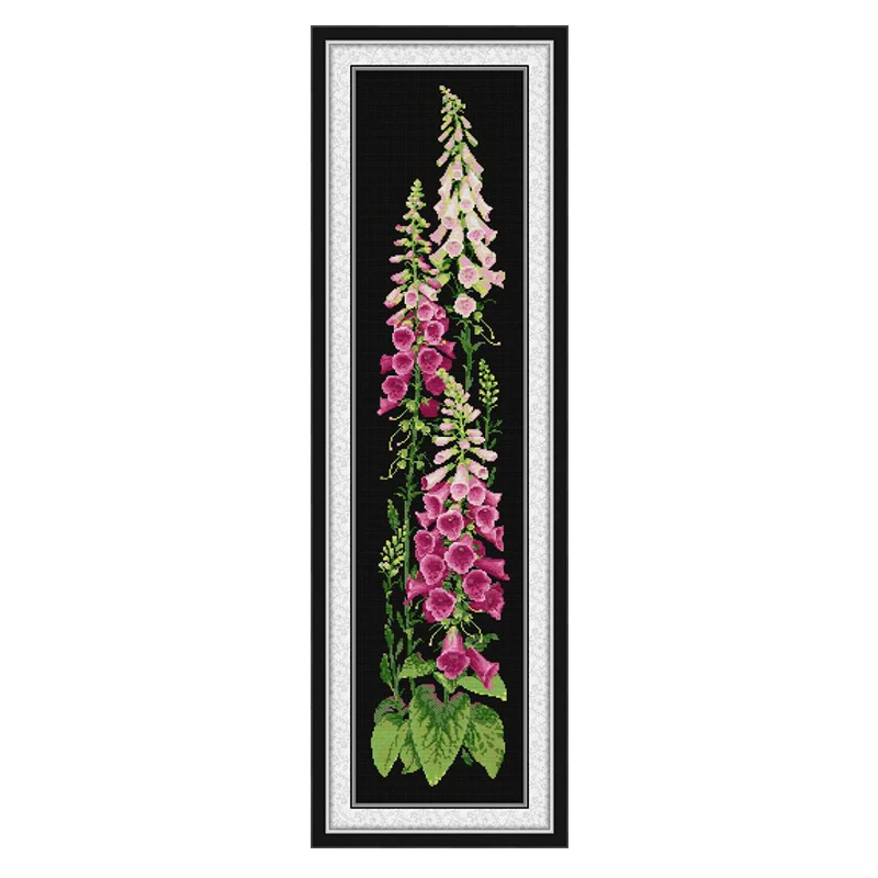 Pink Hollyhock Flower Patterns Counted Cross Stitch Set DIY 11CT 14CT 16CT HD Stamped DMC Cross-stitch Kit Embroidery Needlework - view 3