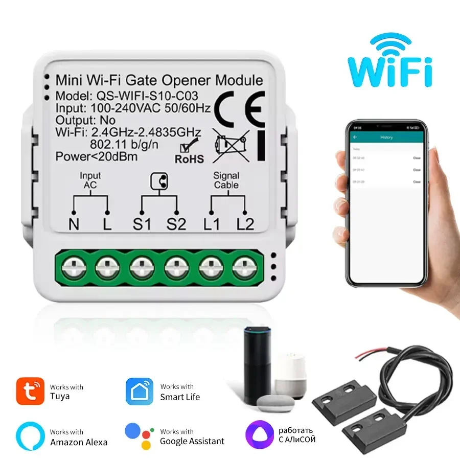 Tuya – interrupteur de porte de Garage intelligent WiFi Zigbee, AC 100-240V, Mini Module d'ouverture