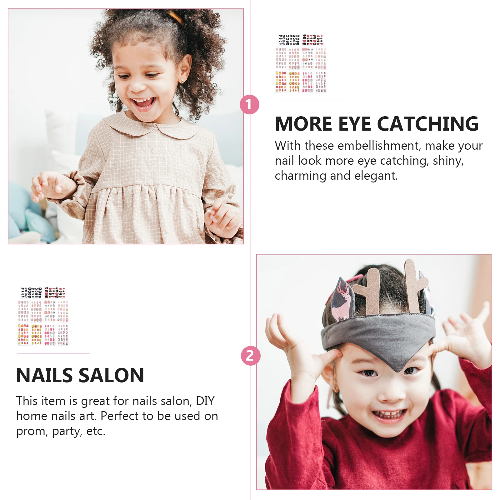 

240 Pcs/ Fake Nails Press on 's Wearable False for Childrens Tips Full