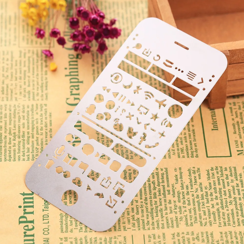 Cat Shape Template Ruler Stainless Steel Smooth Surface Hollowed Out Ruler Pocket-Sized School Projects Drawing Template Ruler