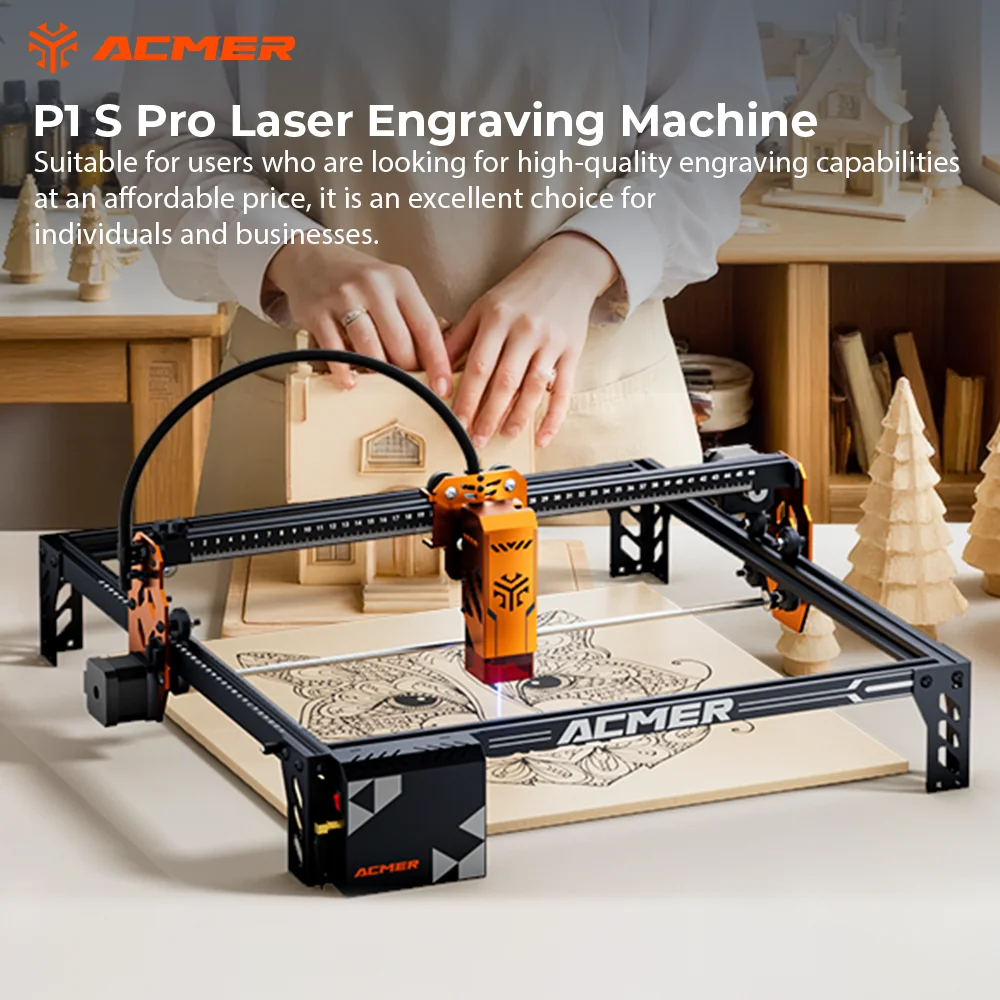 

ACMER Laser Engraving P1 S Pro 5.5W Cutting Machine with WIFI Carving Wood Glass Leather Paper Support Lightburn for Beginner