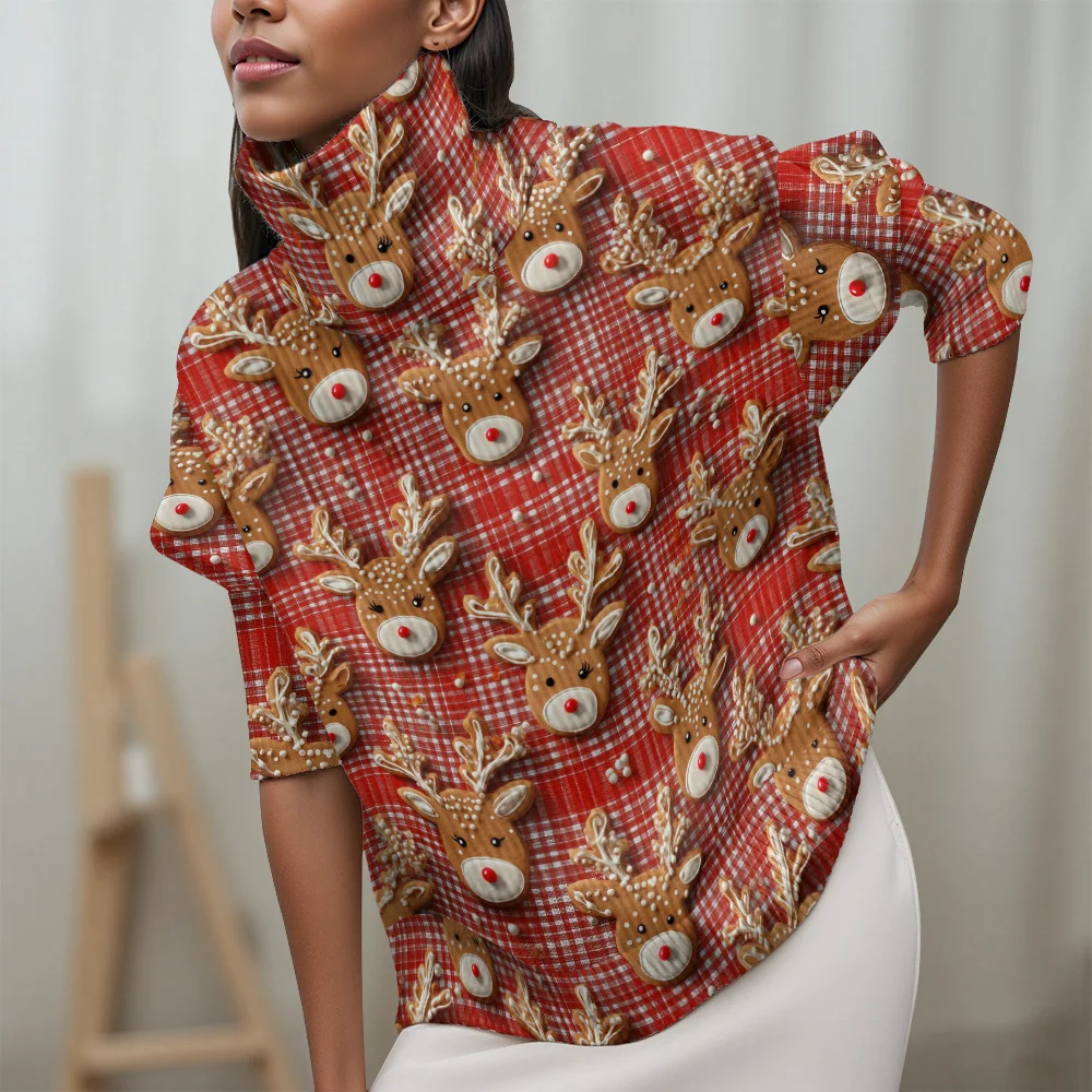 

2025 New Women's Christmas Turtleneck sweater Festival party casual women's sweater colored geometry Women's sweater
