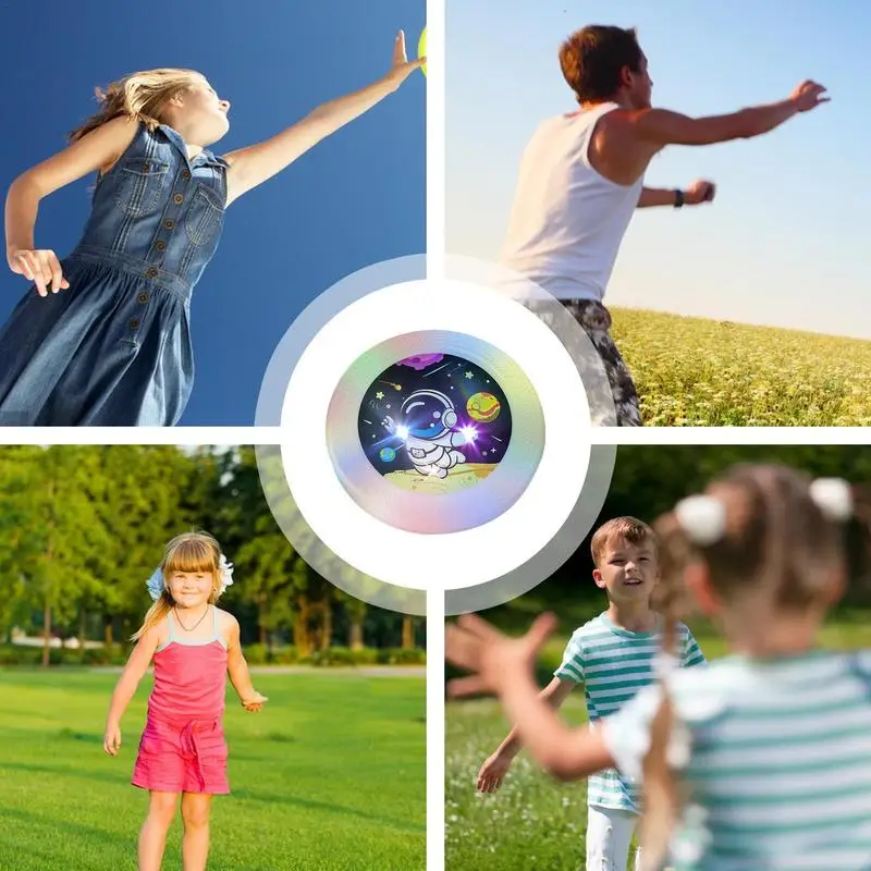 LED الطائر القرص تضيء الصحن الطائر مشرق لعبة التخييم أقراص دوارة آمنة للمسابقات فريق لعبة في الهواء الطلق