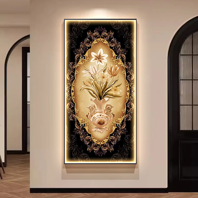 Retro Flowers LED Crystal Porcelain Wall Lamp For Living Room Entrance Corridor Hotel Study Home Decorations Lustre Mural Lights