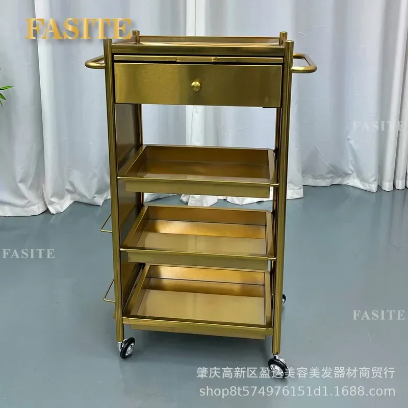 For Hair Stainless Steel Multifunctional Perm Dyeing Tool Cart Mobile Cutting Barber Shop Cabinet Storage Trolley