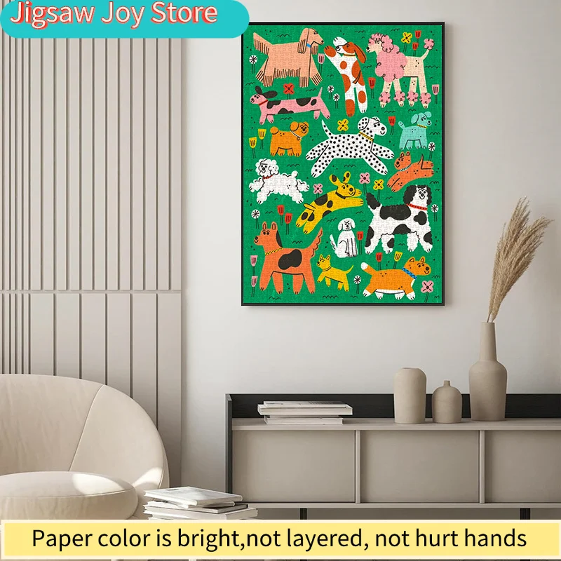 Colorful DIY Jigsaw Puzzle - Charming Dogs in Pastoral Scenes, Artistic Adult Puzzle, Portable Cardboard Material, Ideal for