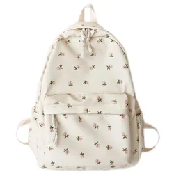 Korean Student School Backpack Floral White School Bags For Teenage Girls Cute Women's Backpack Brand Book Bag Nylon Rucksack