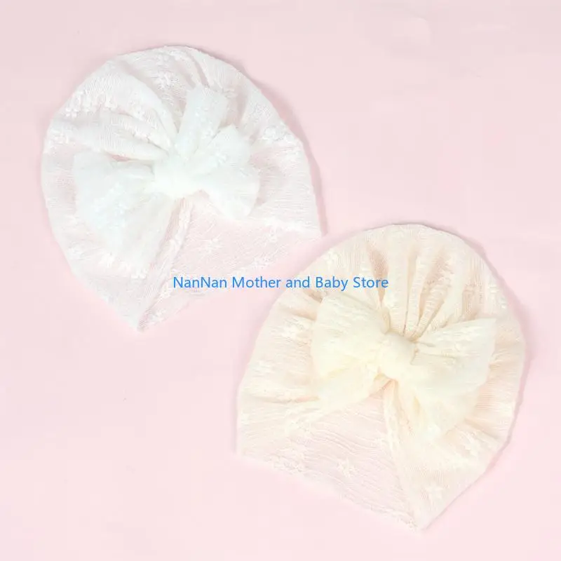 جميل الوليد طفلة الدانتيل قبعة مع القوس لينة وتنفس عمامة غطاء الرأس تنفس للمستشفى وارتداء اليومي