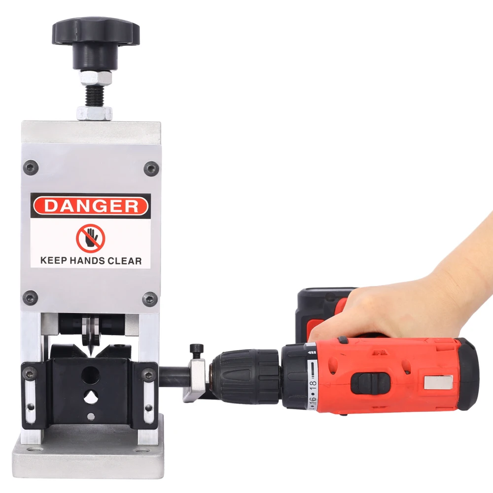 Manual Scrap Wire Stripper - Drill-Powered Copper Peeler, Compact Al Alloy,0.06-0.98