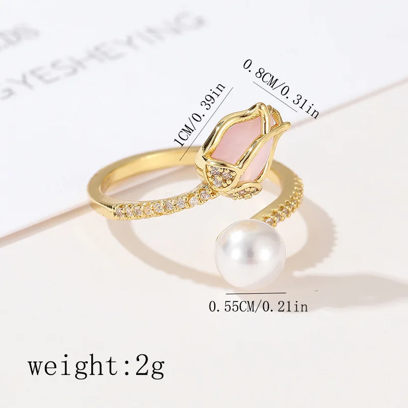 Vintage Enamel Tulip Flower Rings for Women Fashion Simple Gold Color Adjustable Opening Finger Ring Elegant Weeding Jewelry