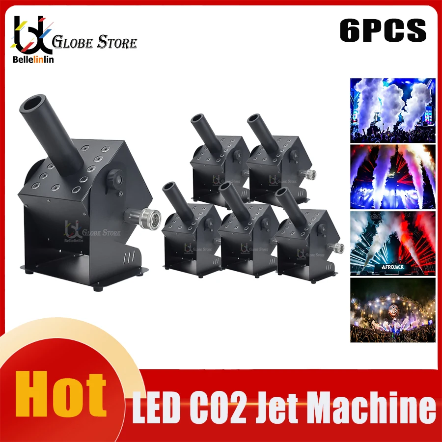 No Duty 6Pcs 12x3W RGB 3In1 Triple Color DMX Led Co2 Jet Machine LCD Display Power Con Quick Lock Gas Hose Fitting