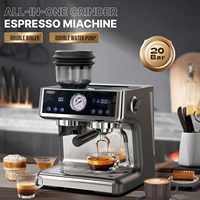 HiBREW H7A Coffee Maker Espresso Machine, 20 Bar Pressure, Dual Boiler System, 30 Levels Grinder, 250g Coffee Bean Capacity, LCD