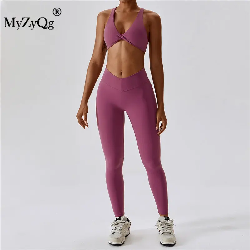 MyZyQg Women 2 Pcs Set Yoga Pilate Bra Beauty Back Leggings Running Sports Underwear Quick Dry Tight Fitness Pant Suit