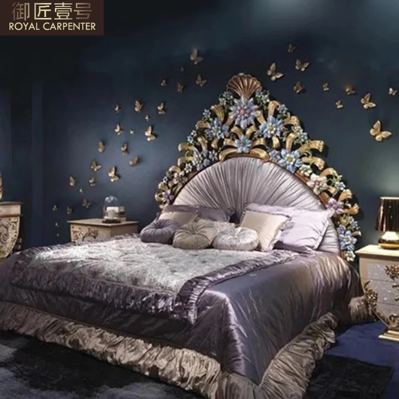 Italian luxury European solid wood bed master bedroom 1.8 meters double bed French 1.5 meters princess bed