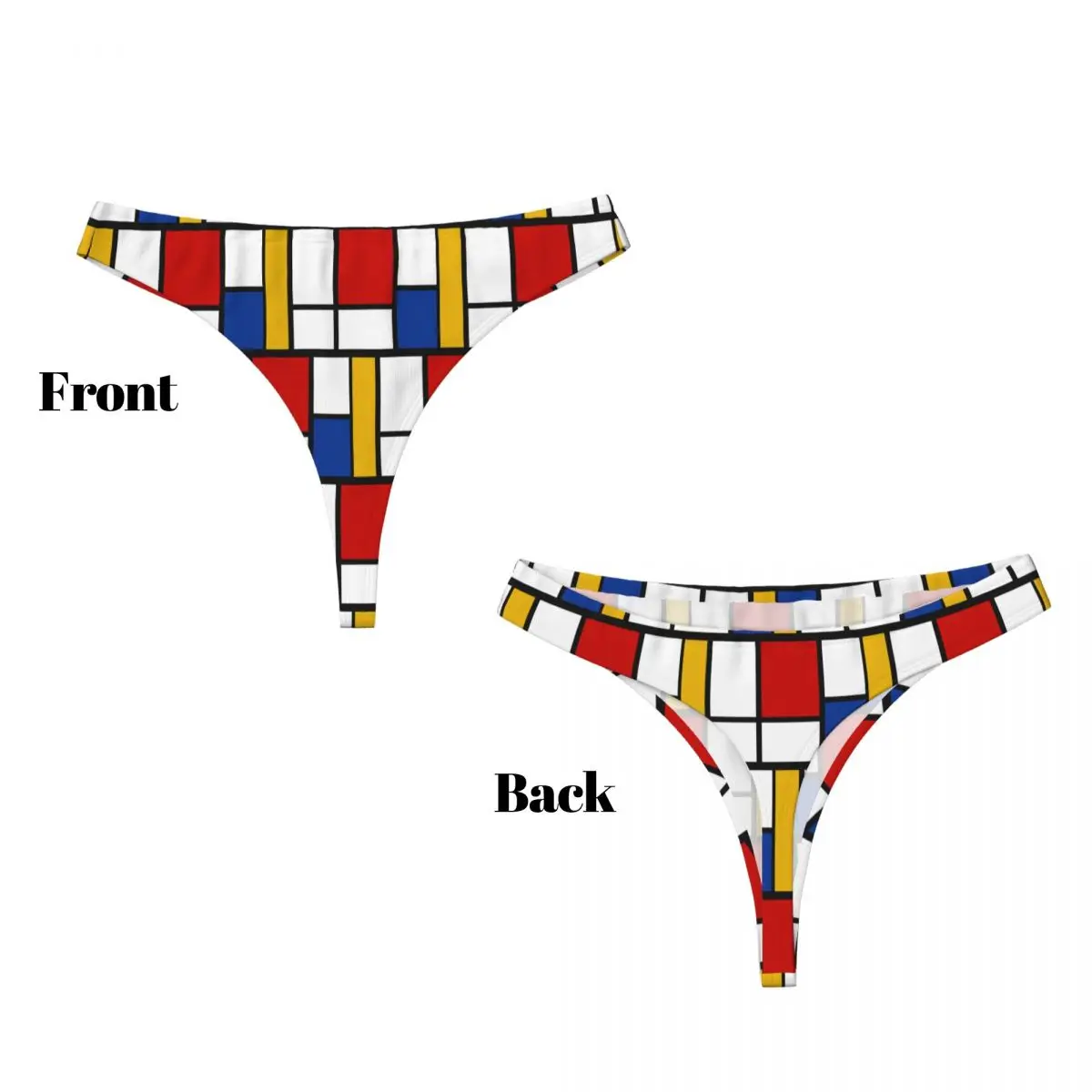 Custom Mondrian Abstract Art Deco Graphic G-string Panties Sexy Breathable Women Stretch Thongs Comfort Underwear