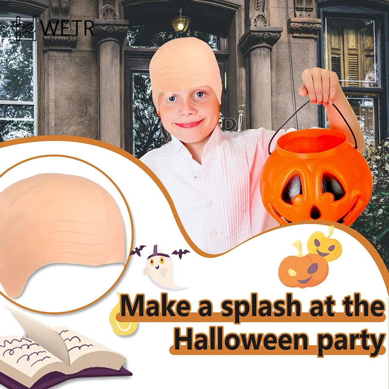 1/2/4 pezzi berretto calvo in lattice set per adulti berretto calvo vestito operato cappello cosplay berretto parrucca calva finta accessorio costume per giochi di scena