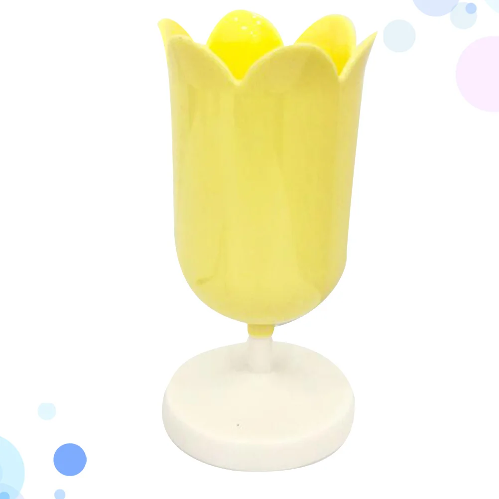 صندوق تخزين بلاستيكي على شكل بتلة صفراء وحامل أقلام منظم سطح المكتب لفرشاة المكياج في المكتب والمنزل #6