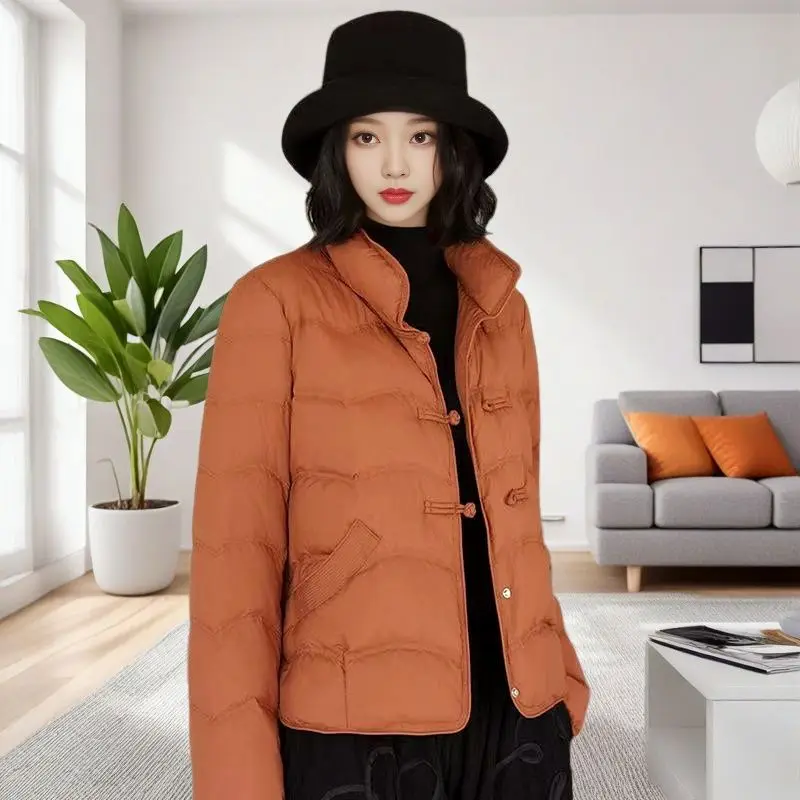 Female Winter Tops Coat Down Jackets Stand-up Collar Frog Duck's Down Warm Comfortable Leisure Fashion Soft Minority Versatile