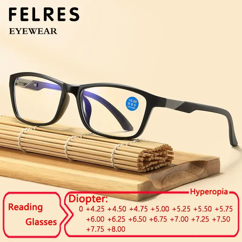 Color Block Anti Blue Light Reading Glasses Men Women Highly Diopter +4.25 4.5 5.5 6.0 7.0 8.0 Presbyopia Glasses Readers