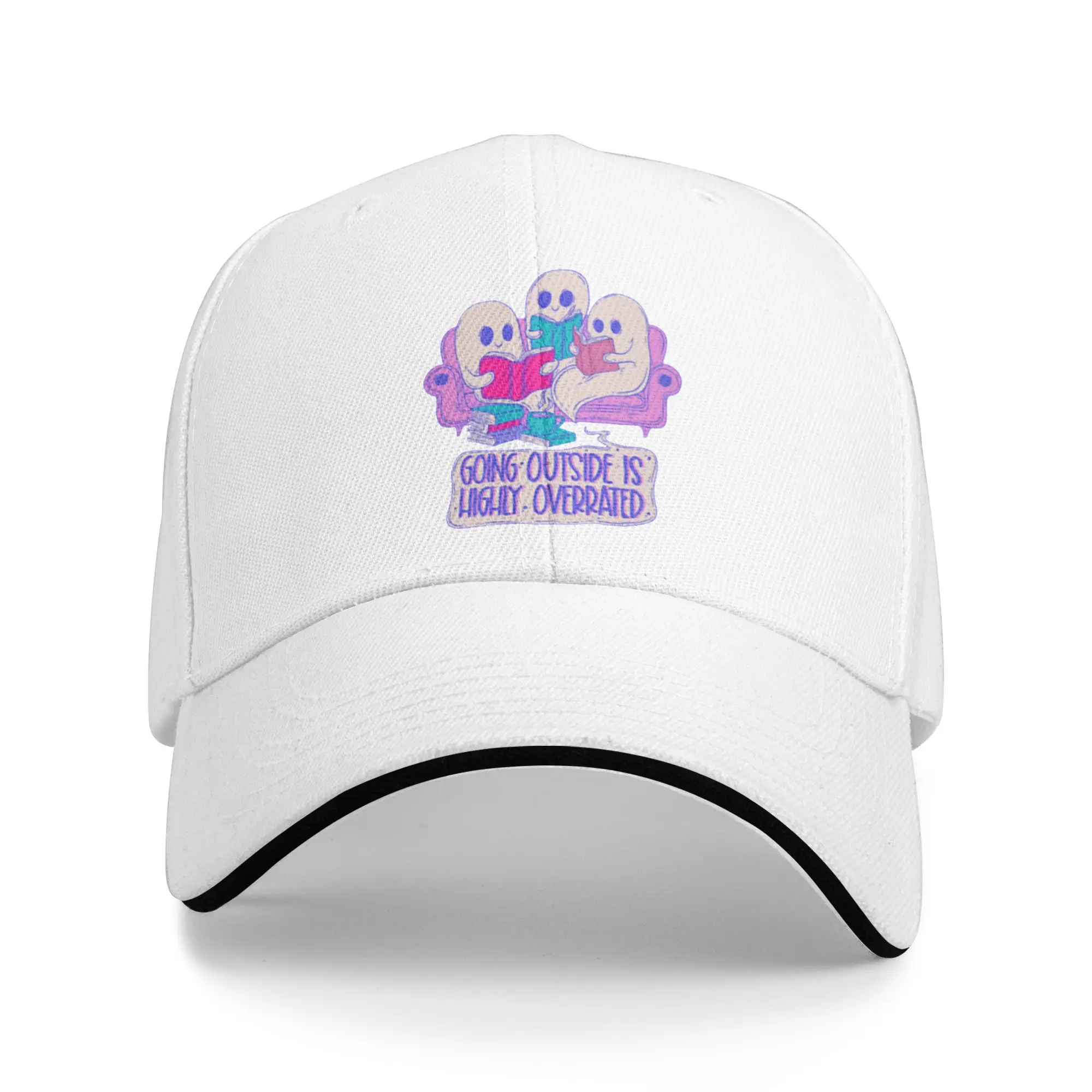 Cute Ghosts Reading - Going Outside is Overrated Gift For Children Men Women A Baseball Cap Hat