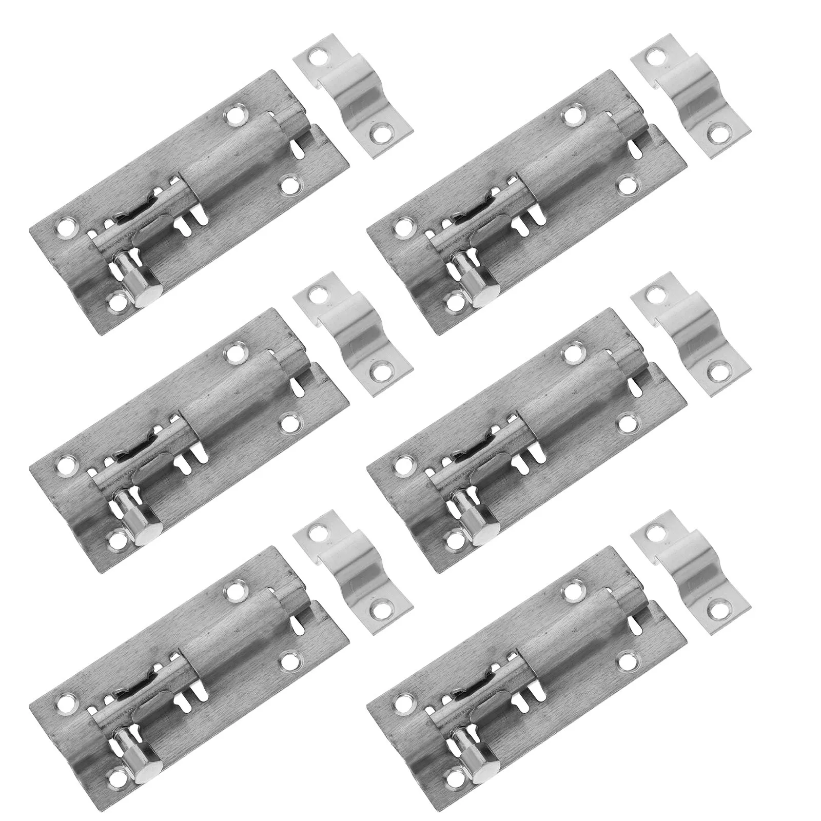 

6Sets Stainless Steel Security Door Bolt Locks Extended Slide Barrel Bolt Latch Slide Lock Thickened Locks for Home Office