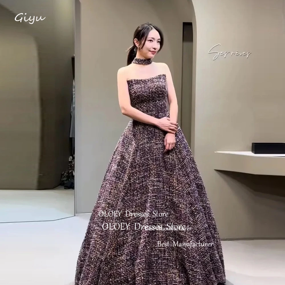 

Giyu Korea lattice Evening Dresses Korea Photoshoot Strapless A Line Floor Length Forma Occasion Party Dress Corset Back Custom