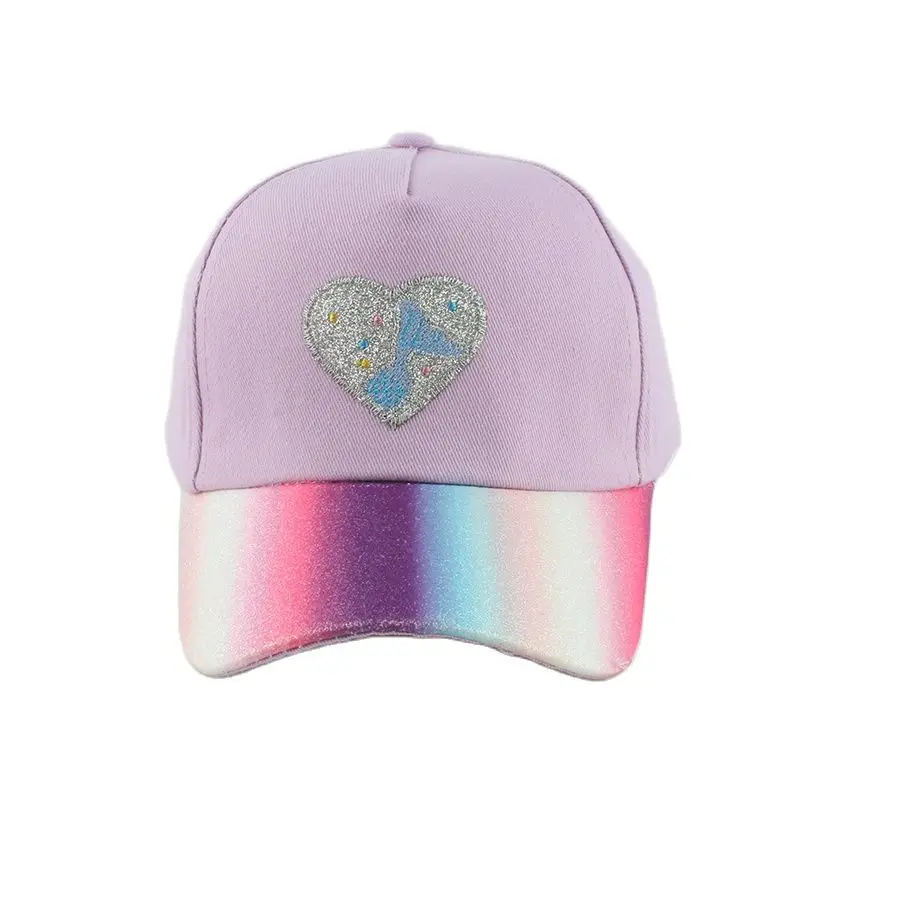 Cute Girls Baseball Cap Cartoon Heart Embroidered Baby Hat Snapback Child Rainbow Visor Sun Hats 3-8 Years Old