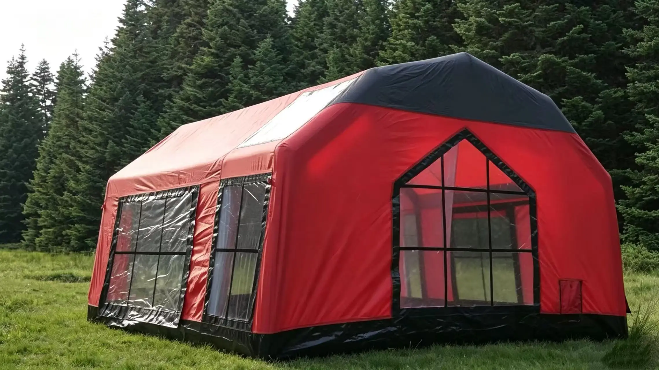 2026 Premium Large Red Inflatable Cabin Tent, Customizable Size & Color Waterproof Air Tent for Outdoor Camping Glampingpromote