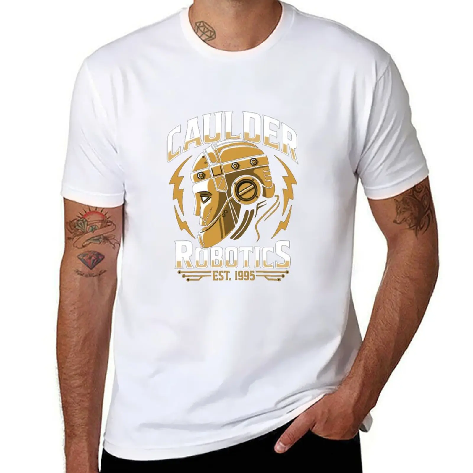 

Caulder Robotics T-Shirt men t shirt cotton 100% t shirts for man pack white T-Shirt