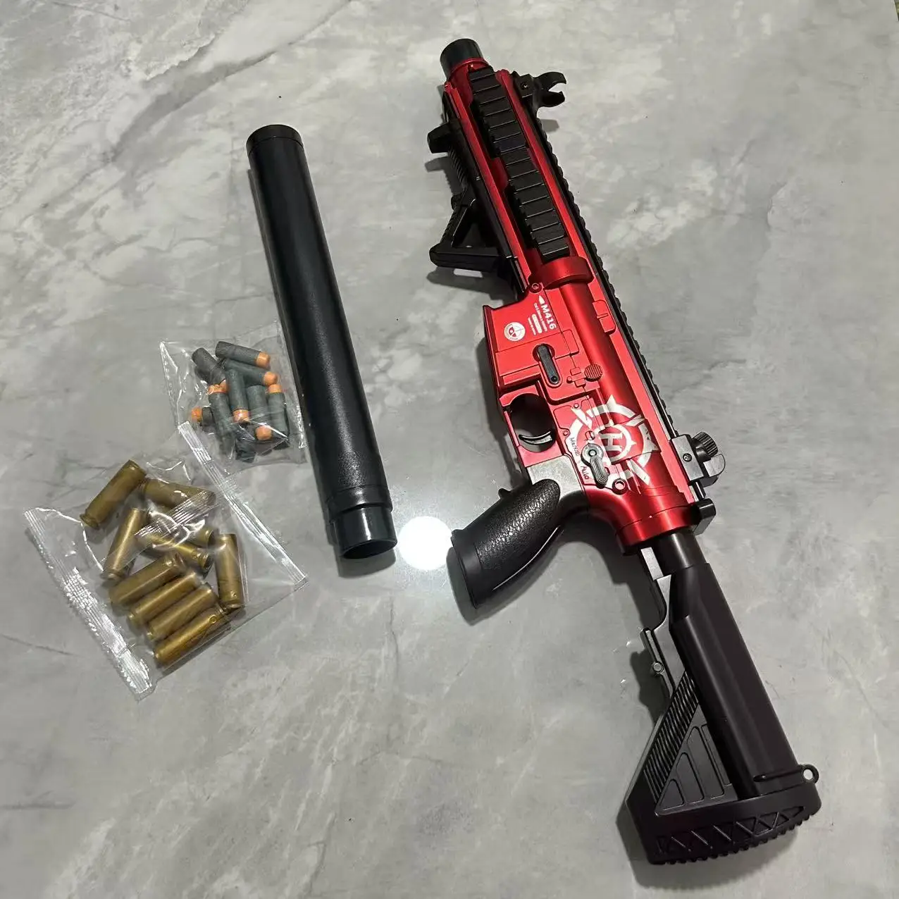 おもちゃのライフルM416トイガンソフト弾丸シェル排出電動手動ダブルクリップ大人男の子ゲームボーイズギフトトイガン