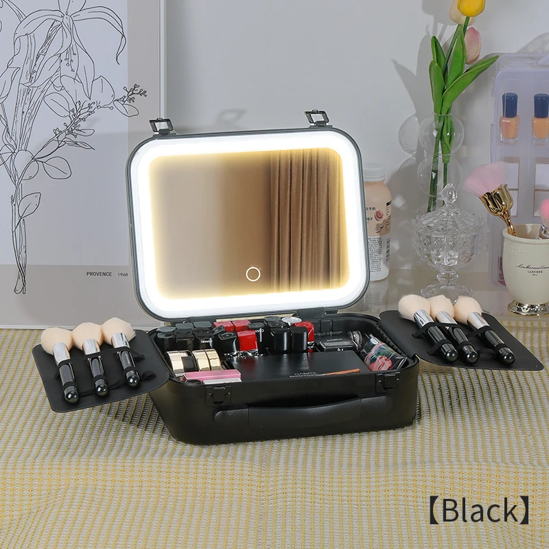 حقيبة مكياج قابلة لإعادة الشحن مع إضاءة قابلة للتعديل - 3 ألوان سطوع، تخزين محمول للنساء #3