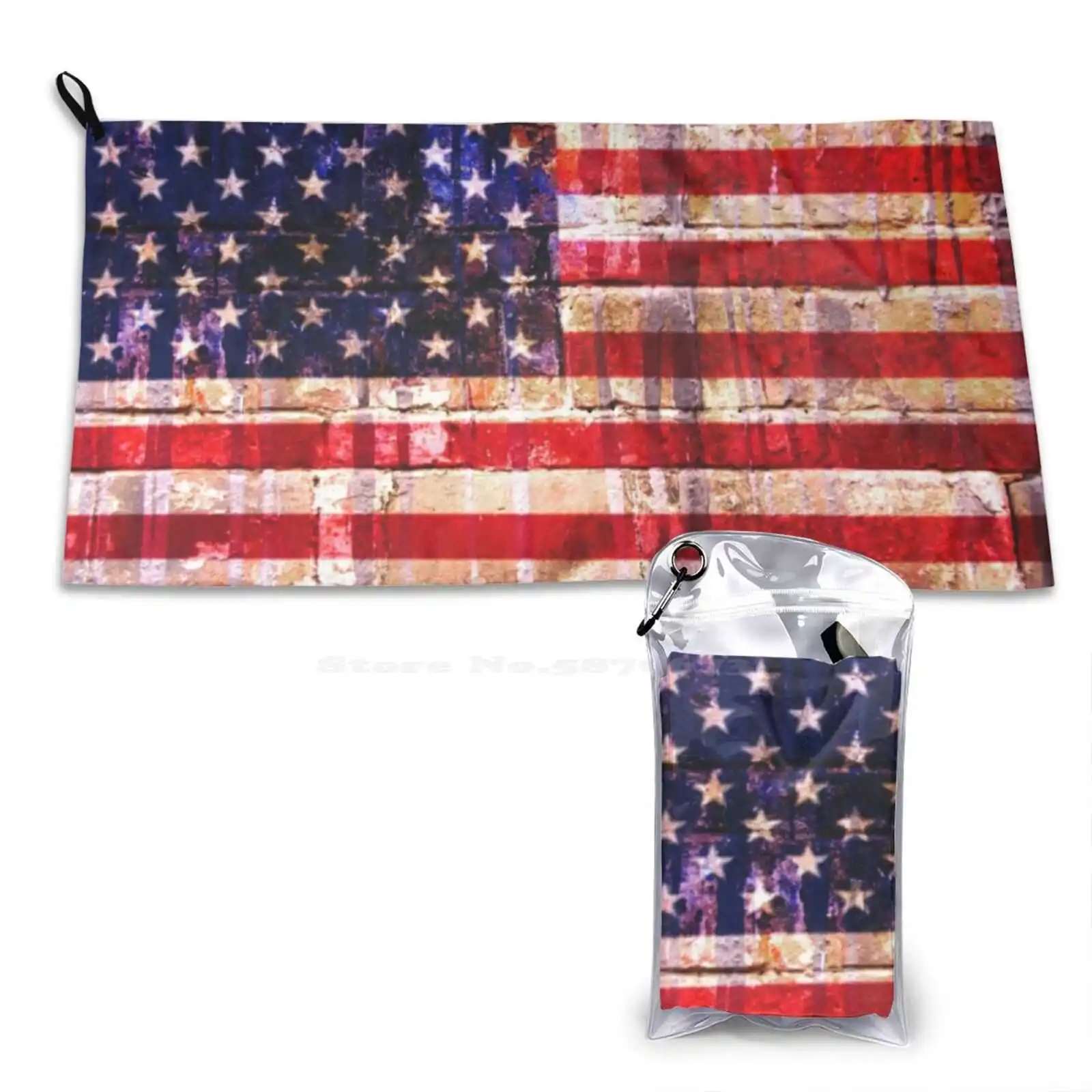 Street Star Spangled Banner Pattern Soft Face Towel Home Outdoor American Flag Street Art Usa Close Up Spangled Banner Wall