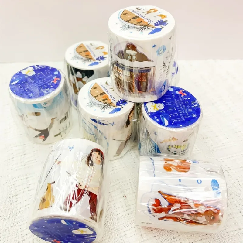 

Happy Play With Animal Snowman In Winter Special Oil Washi Tape Craft Supplies DIY Scrapbooking Card Making Decor Plan Sticker