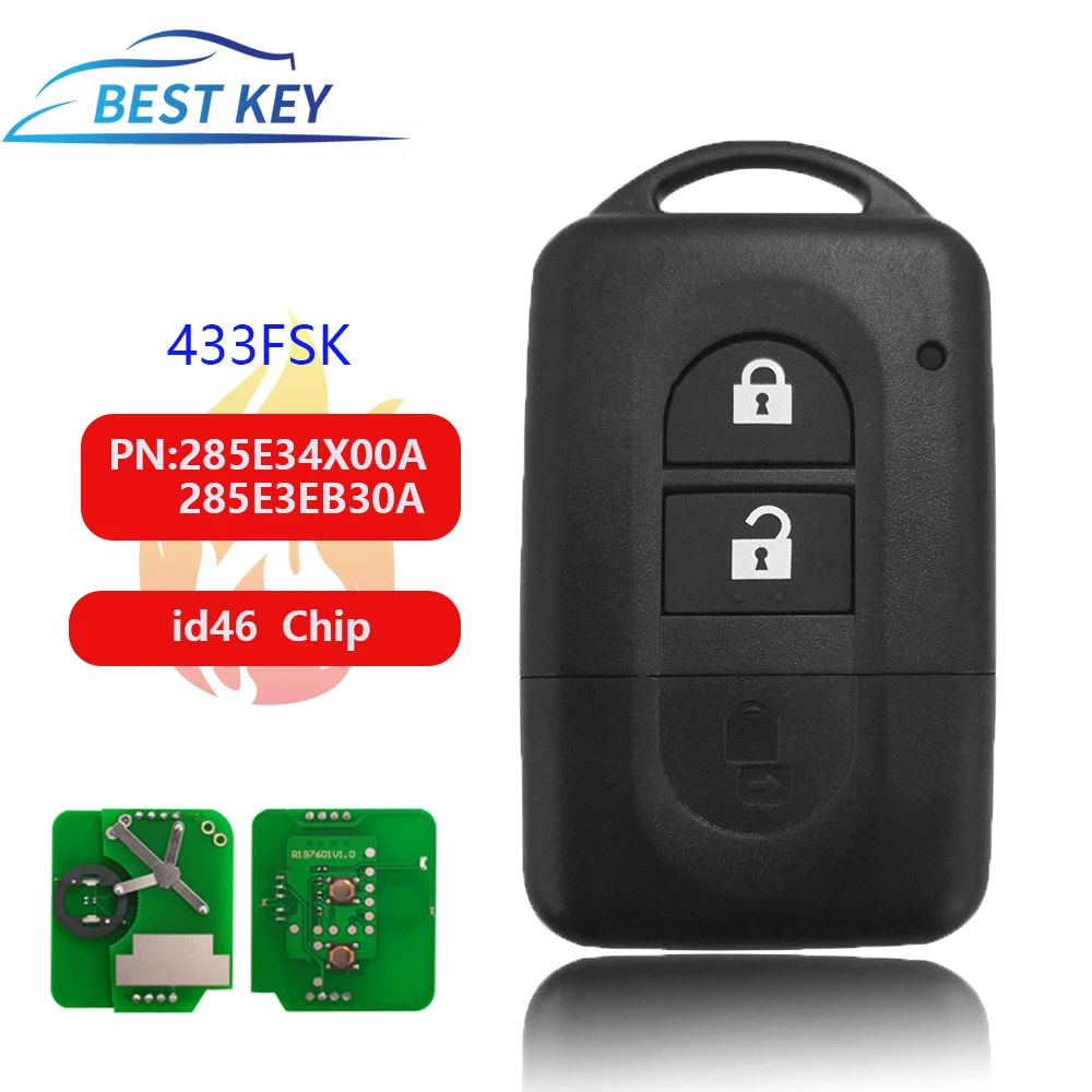 BEST KEY Smart Remote Key ID46 Chip 433Mhz per Nissan Juke Navara Micra Xtrail Qashqai Duke Car Key PN: muslimah/muslimate Key