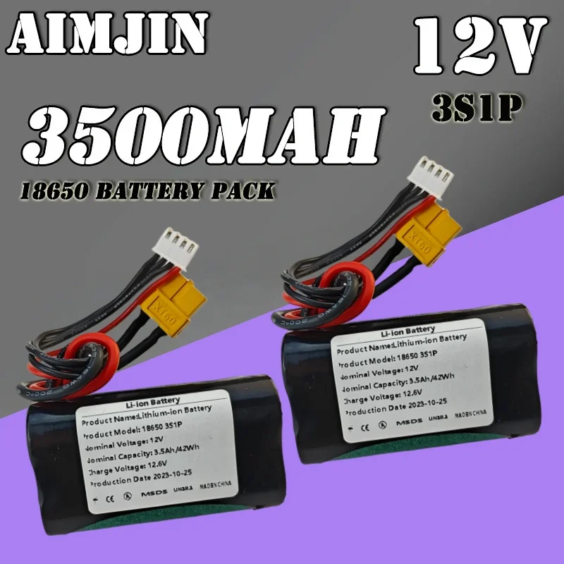 UAV Rechargeable Li-ion Battery for Various RC Airplane Drone Quadrotor XH2.54-4P XT60 3S1P 12V 3.5Ah 12.6V High Capacity