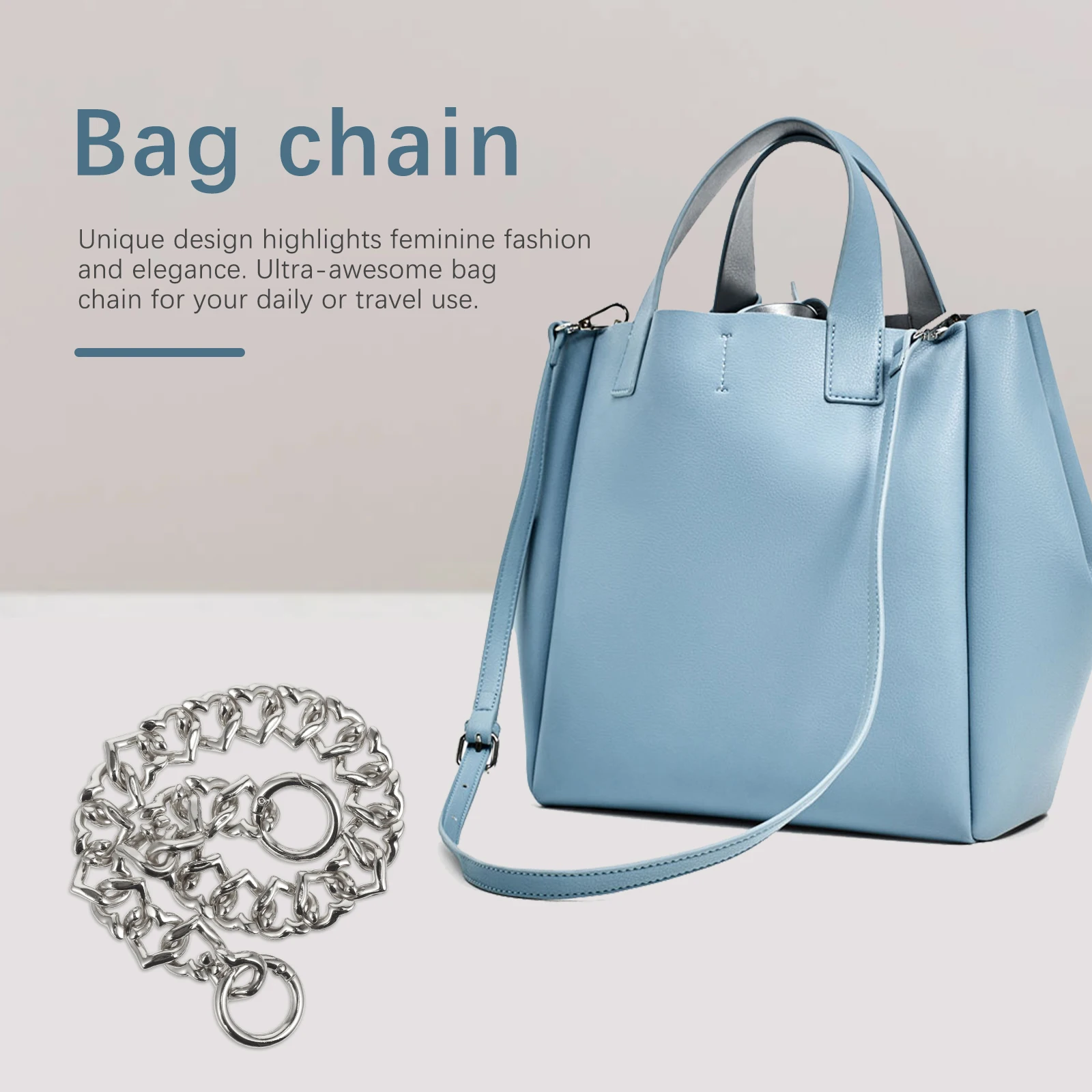 

1Pcs Heart Shaped Purse Bag Chain Premium Zinc Alloy Replacement Strap Comfortable Shoulder Chain for Casual Elegant Outings