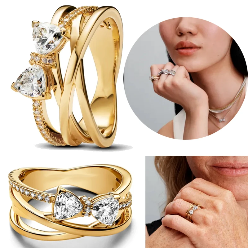 

2025 New 925 Pure Silver Bow Shining Zircon Charm Ring, Suitable For Fashionable And Elegant Wedding Women's Parties
