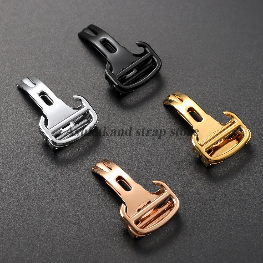 12mm14mm 16mm 18mm 20mm Single Side Stainless Steel Folding Clasp for Cartier Button Leather Watchband Silver Buckle Accessories