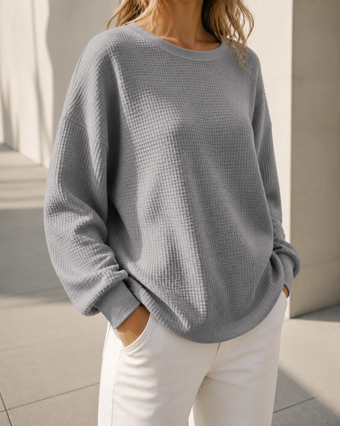 Women's Retro Sport Pullover T Shirt Waffle Knit 3D Heat Transfer Print Round Neck Regular Length Women Top T-shirt Woman