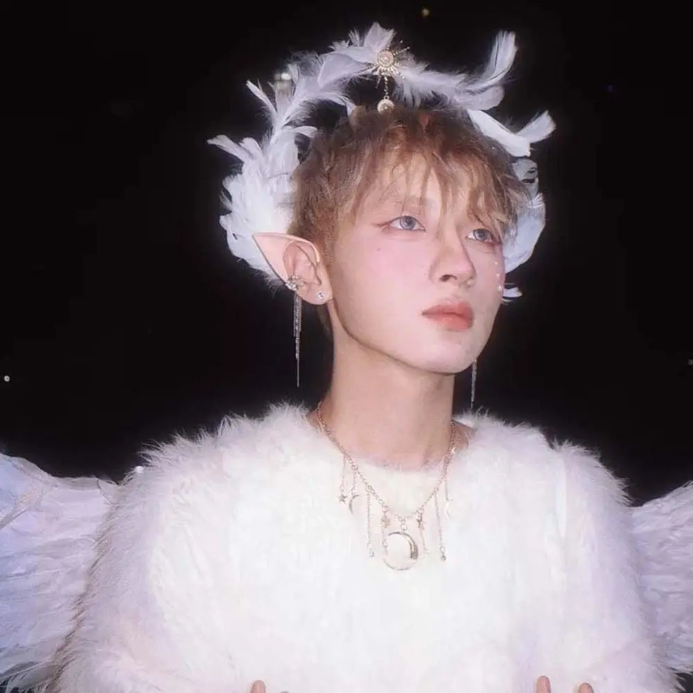 Moda Dea Piuma Fascia Stella Sole Ala d'angelo Cerchietto per capelli Copricapo a doppio strato Fasce per capelli Lolita Bambini