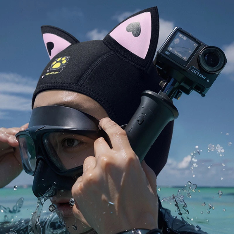 

1PCS Women's Cat Ears Diving Hood 3mm Neoprene Wetsuit Hood Cute Swim Cap for Surfing Snorkeling Water Sports Surf Diving Hat