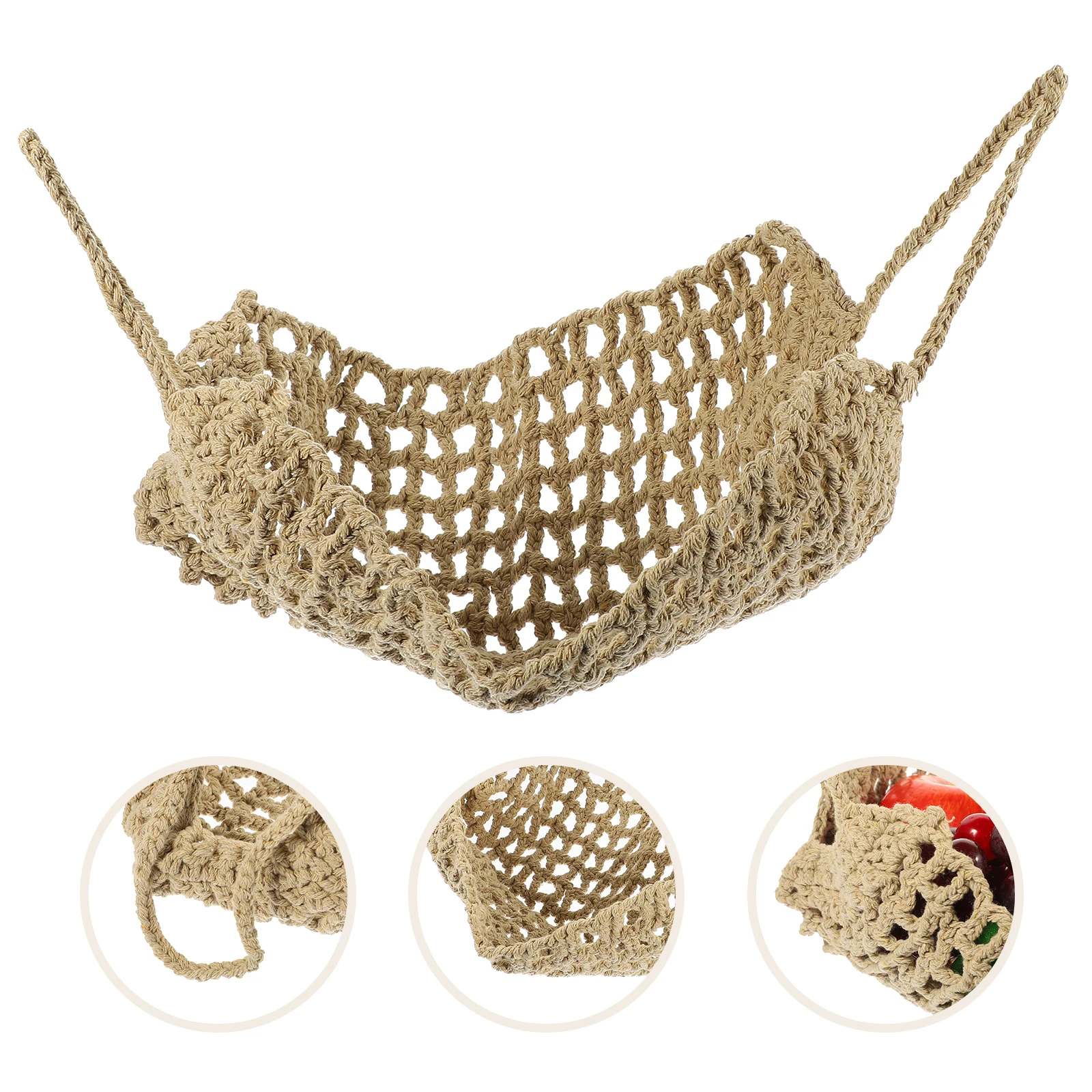 

Fruit Hammock Hanging Basket Under Cabinet Large Vegetable Storage Organizer Multi-Function Cotton Rope Hand-Woven Banana Holder